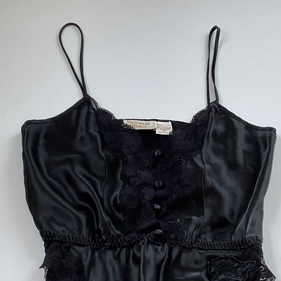 VTG Victoria's Secret Lace Teddy Bodysuit Sz S Black Gold Label Coquette Y2K - Picture 3 of 9